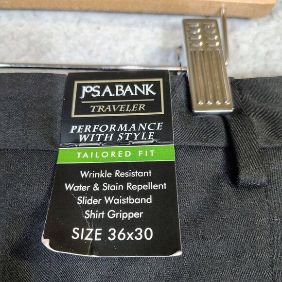 Jos. A. Bank Traveler Dress Pants Men 36Wx30L Black Tailored Fit Flat Front NWT - Picture 6 of 12